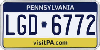 PA license plate LGD6772