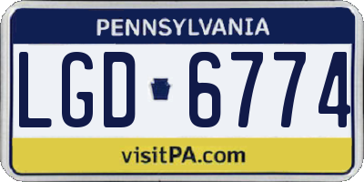 PA license plate LGD6774