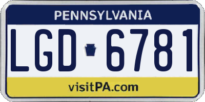 PA license plate LGD6781