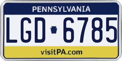 PA license plate LGD6785