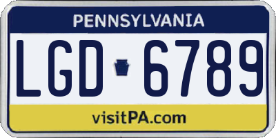 PA license plate LGD6789