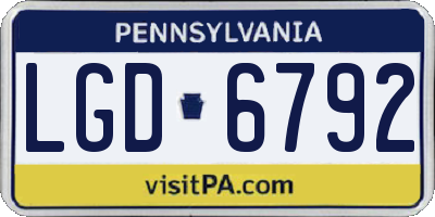 PA license plate LGD6792
