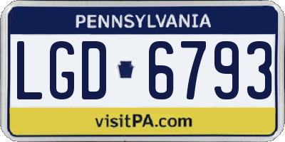 PA license plate LGD6793