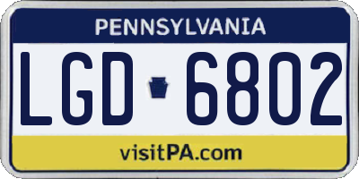PA license plate LGD6802