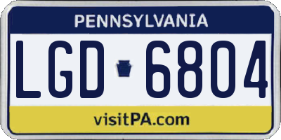 PA license plate LGD6804