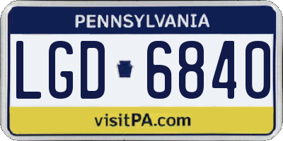 PA license plate LGD6840