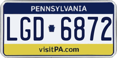 PA license plate LGD6872