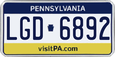 PA license plate LGD6892