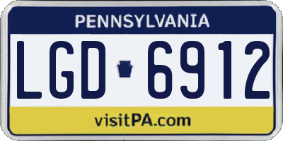 PA license plate LGD6912