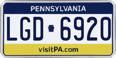 PA license plate LGD6920