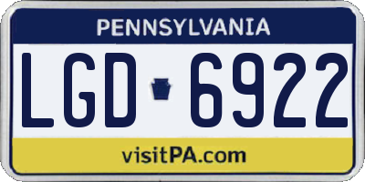 PA license plate LGD6922
