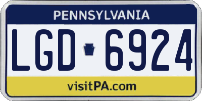 PA license plate LGD6924