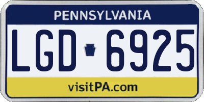 PA license plate LGD6925