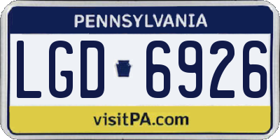 PA license plate LGD6926