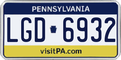 PA license plate LGD6932