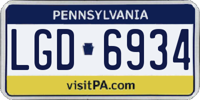 PA license plate LGD6934