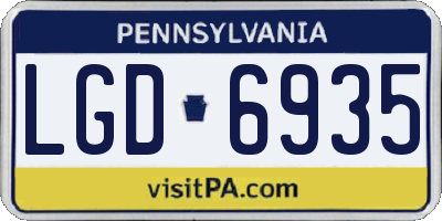 PA license plate LGD6935