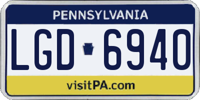 PA license plate LGD6940