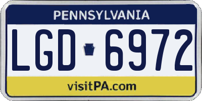 PA license plate LGD6972