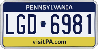 PA license plate LGD6981