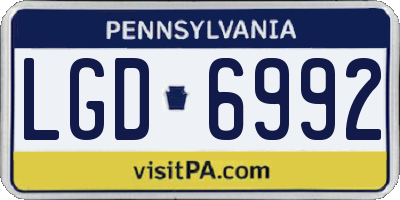 PA license plate LGD6992