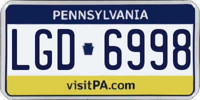 PA license plate LGD6998
