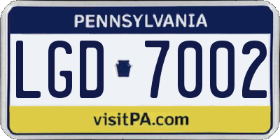 PA license plate LGD7002