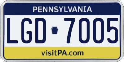 PA license plate LGD7005