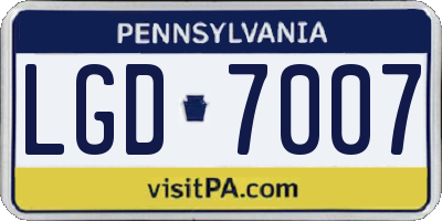 PA license plate LGD7007