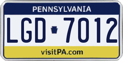 PA license plate LGD7012