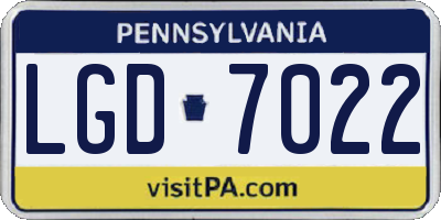 PA license plate LGD7022