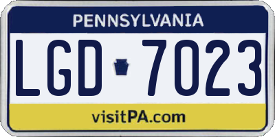 PA license plate LGD7023