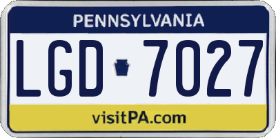 PA license plate LGD7027