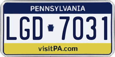 PA license plate LGD7031