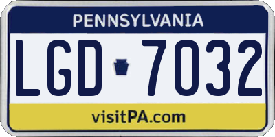 PA license plate LGD7032