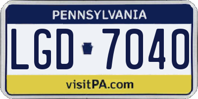 PA license plate LGD7040