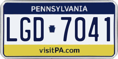 PA license plate LGD7041