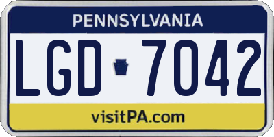 PA license plate LGD7042