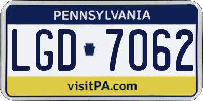 PA license plate LGD7062