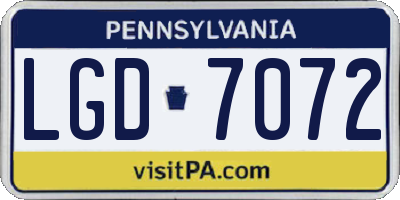 PA license plate LGD7072