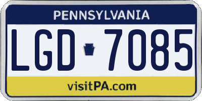 PA license plate LGD7085