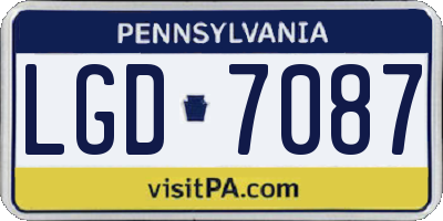 PA license plate LGD7087