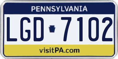 PA license plate LGD7102