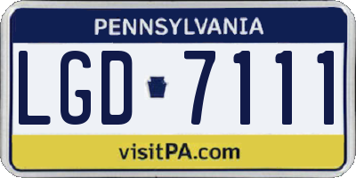 PA license plate LGD7111