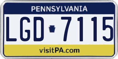 PA license plate LGD7115