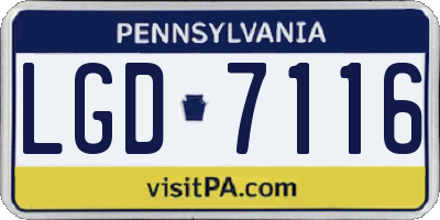 PA license plate LGD7116