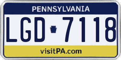 PA license plate LGD7118