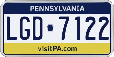 PA license plate LGD7122