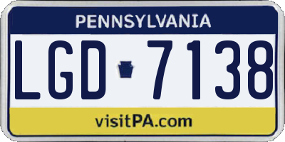 PA license plate LGD7138