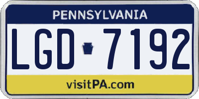 PA license plate LGD7192